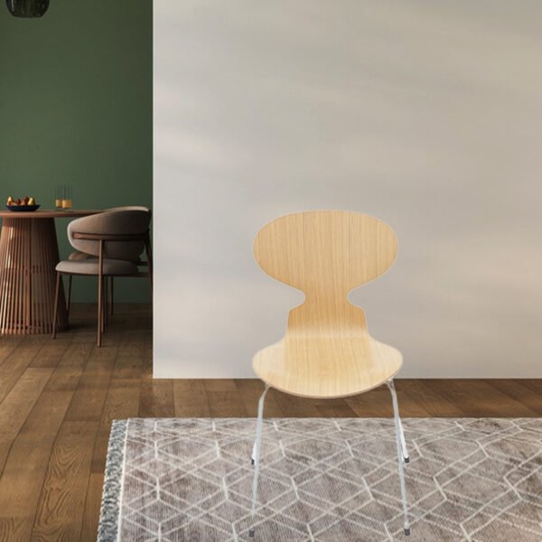 Modern Lounge Chair with Wooden Seat & Metal Legs - Ergonomic Arc-Shaped Backrest for Living Room/Office