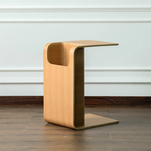 Modern Minimalist Side Table with Built-in Book Storage Shelf