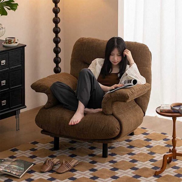 Premium Plywood Frame with Curved Wood Multi-Purpose Lounge Chair for Living Room,Bedroom & Outdoor (Armrest Design&Reading Use)