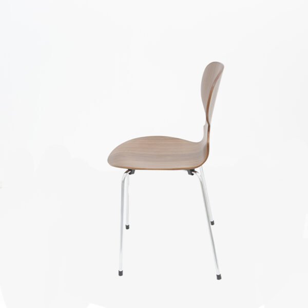 Modern Lounge Chair with Wooden Seat & Metal Legs - Ergonomic Arc-Shaped Backrest for Living Room/Office
