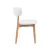 Modern Wooden Accent Chair -Natural Oak Frame & Cream Fabric Upholstery, Ergonomic Curved Back Support