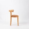 Modern Wooden Armchair with Curved Backrest - Round Padded Seat & Tapered Legs for Living Room