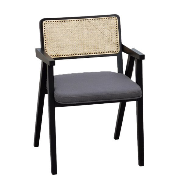 51e46de8d5f2387421bbb99e730ead6f.jpg Minimalist Rattan Accent Chair -Natural Wood Frame with Handwoven Seat, Space-Saving Design