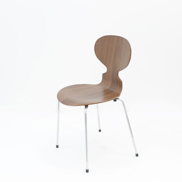 Modern Lounge Chair with Wooden Seat & Metal Legs - Ergonomic Arc-Shaped Backrest for Living Room/Office
