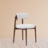 Luxury Accent Chair - Dark Walnut Wooden Frame & White Upholstery,Modern Scandinavian Design