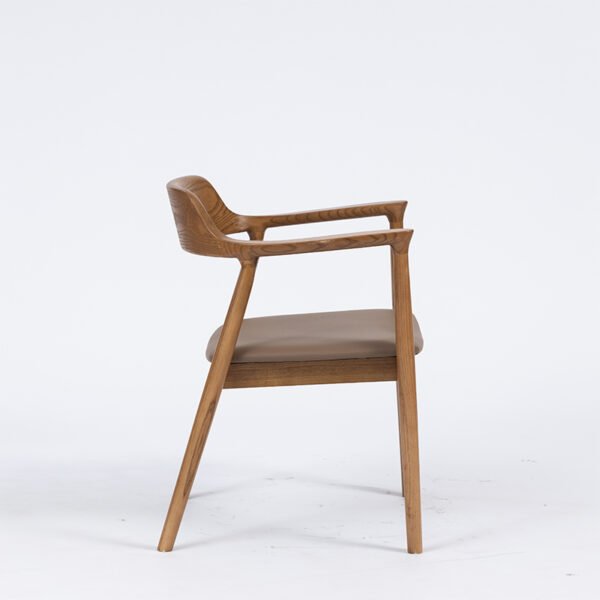 Natural Solid Wood Armchair with Cushioned Seat -Ergonomic Curved Backrest for Living Room/Office
