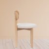 Modern Wooden Chair with Fabric Seat -Scandinavian Minimalist Design, Curved Backrest,Solid Beechwood Legs (Home/Office/Cafe)