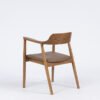 Natural Solid Wood Armchair with Cushioned Seat -Ergonomic Curved Backrest for Living Room/Office