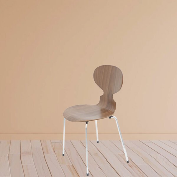Modern Lounge Chair with Wooden Seat & Metal Legs - Ergonomic Arc-Shaped Backrest for Living Room/Office