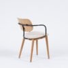 Modern Wooden Chair with Black Metal Armrests Scandinavian Minimalist Design(Home/Office/Cafe)