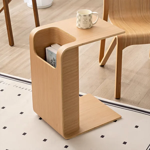 Modern Minimalist Side Table with Built-in Book Storage Shelf