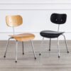 Modern Minimalist Wooden Chair with Metal Legs - Nordic Style Home Furniture