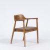Natural Solid Wood Armchair with Cushioned Seat -Ergonomic Curved Backrest for Living Room/Office