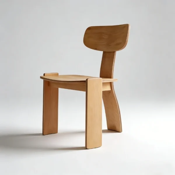 Dining chair with curved plywood seat and back shell Dining chair with curved plywood seat and back shell