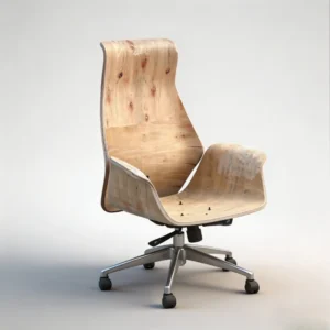 Office chair with moulded plywood seat shell and curved back