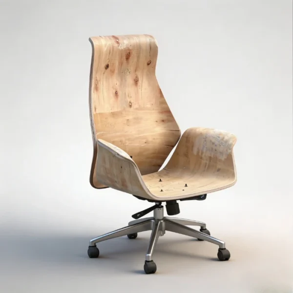 Office chair with moulded plywood seat shell and curved back